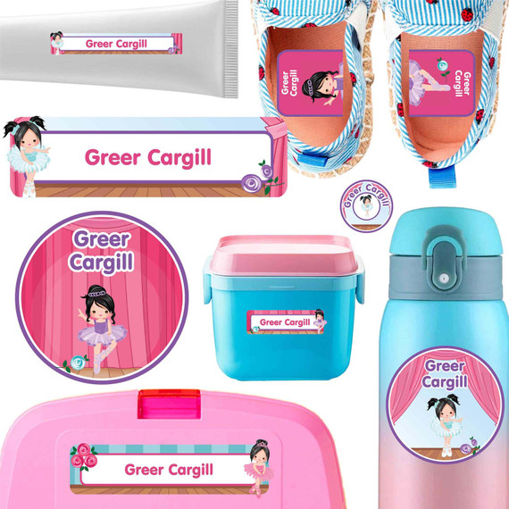 Ballet daycare labels — stickers for daycare for bottles, sippy cups and containers, waterproof