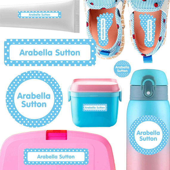 Dots daycare labels — stickers for daycare for bottles, sippy cups and containers, waterproof