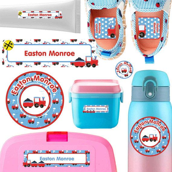 Train Chug Chug daycare labels — stickers for daycare for bottles, sippy cups and containers, waterproof