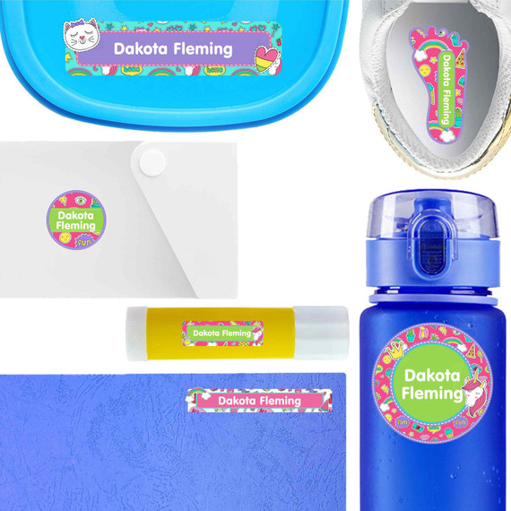 Stickers waterproof name labels on school supplies — personalized name stickers for kids
