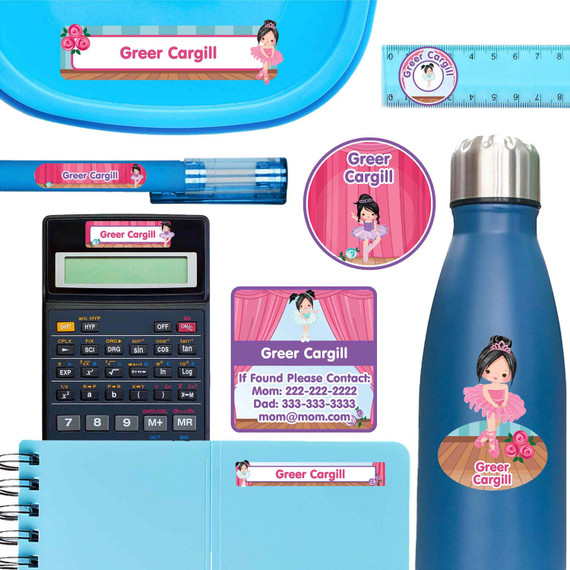 Ballet ultimate school labels — waterproof name labels for school on water bottle and lunchbox