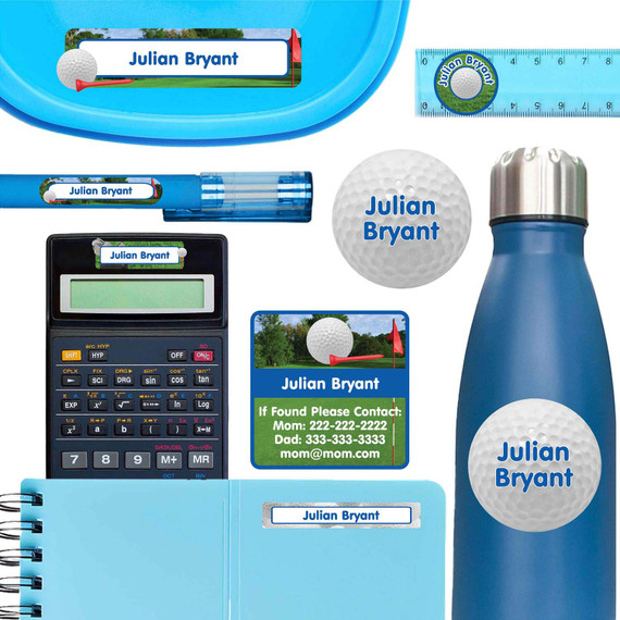 Golf school labels — name stickers for school and waterproof name labels for school supplies