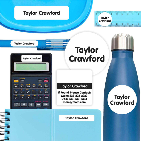 Simply White school labels — name stickers for school and waterproof name labels for school supplies