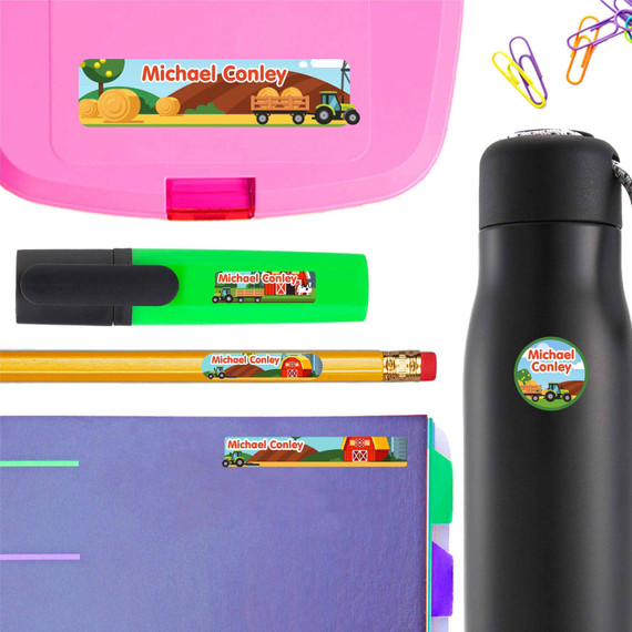 Use Tractors personalized stickers to keep track of school markers and art supplies.