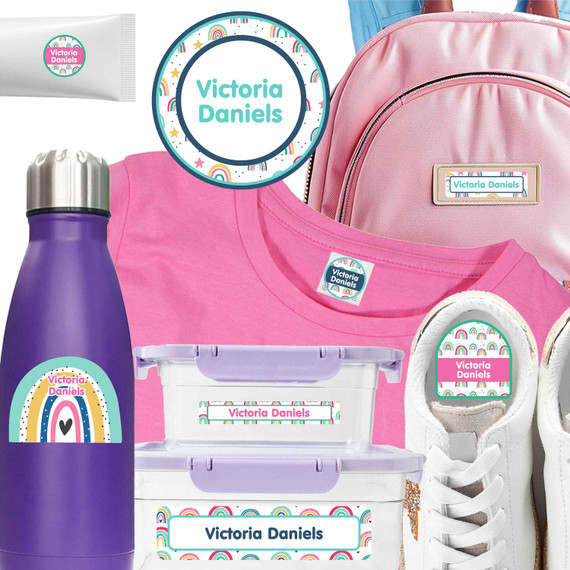Colorful Rainbows Camp Labels camp labels — labels camp families order every spring for day camp and sleepaway