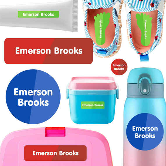 Color Trio name labels for daycare — waterproof daycare labels on bottles, sippy cups and lunchboxes