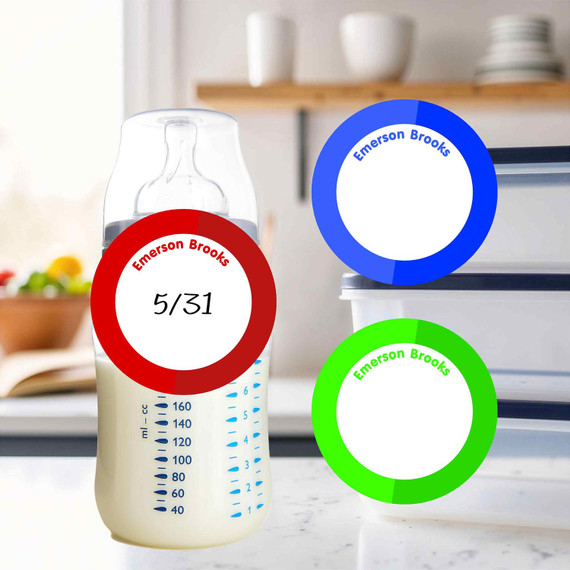 01 Color Trio small round write-on labels — reusable waterproof daycare
