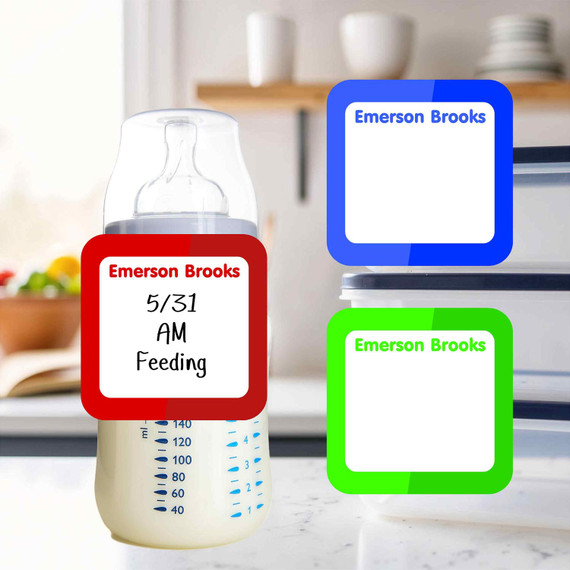 01 Color Trio small square write-on labels — reusable waterproof daycare