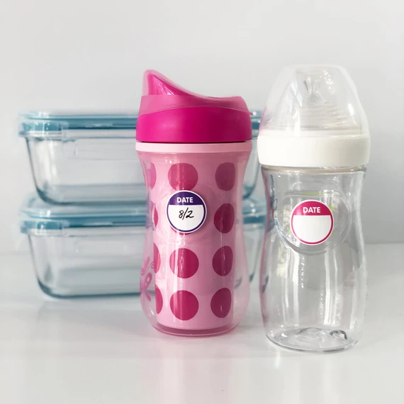 Reusable date labels for food storage, leftovers and prepared bottles