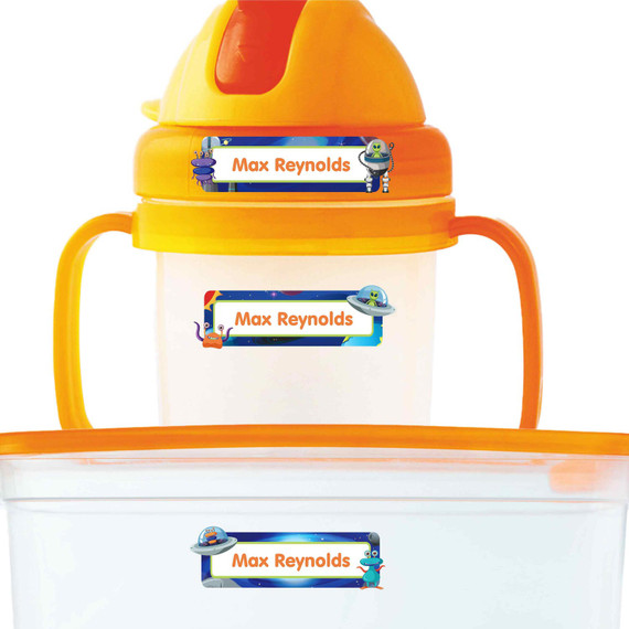 Aliens extra small waterproof name stickers — mini sticker labels for small items and gear