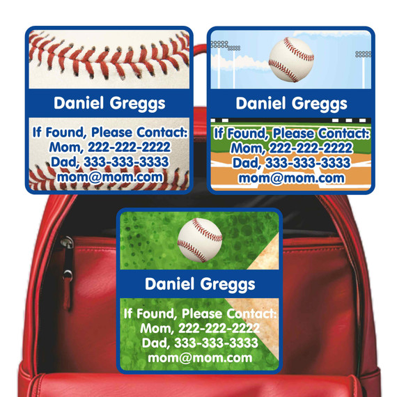 Baseball emergency labels with baseball field background Baseball emergency labels with baseball field background