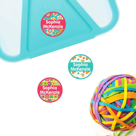 Durable round labels for kids' items Durable round labels for kids' items