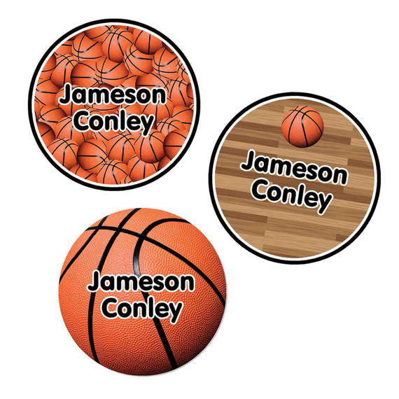 Basketball Large Waterproof Name Stickers