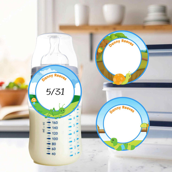 Eco-friendly small round write-on labels cute insects waterproof kids name stickers
