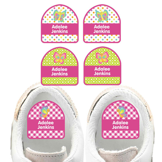 Butterflies labels for shoes personalized name stickers kids Butterflies labels for shoes personalized name stickers kids