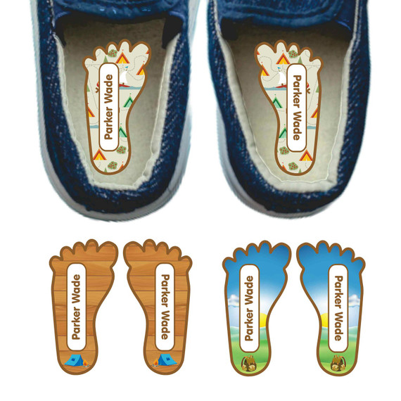 Camping foot-shaped shoe labels teaching left and right Camping foot-shaped shoe labels teaching left and right