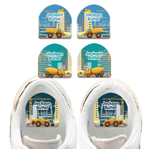 Construction II waterproof shoe labels kids name personalization