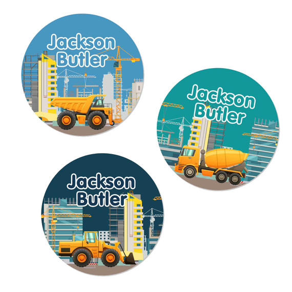 Construction Large Waterproof Name Stickers