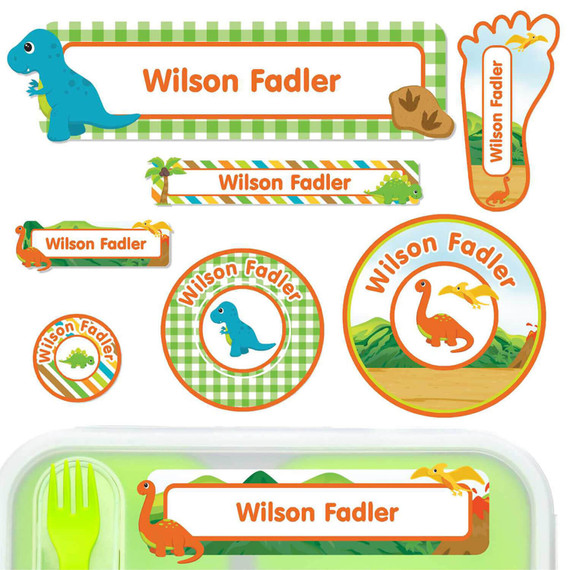 Dinosaur Pattern Daycare Labels