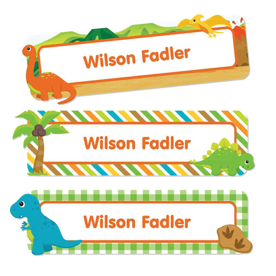 Dinosaur Pattern Custom Rectangle Name Labels