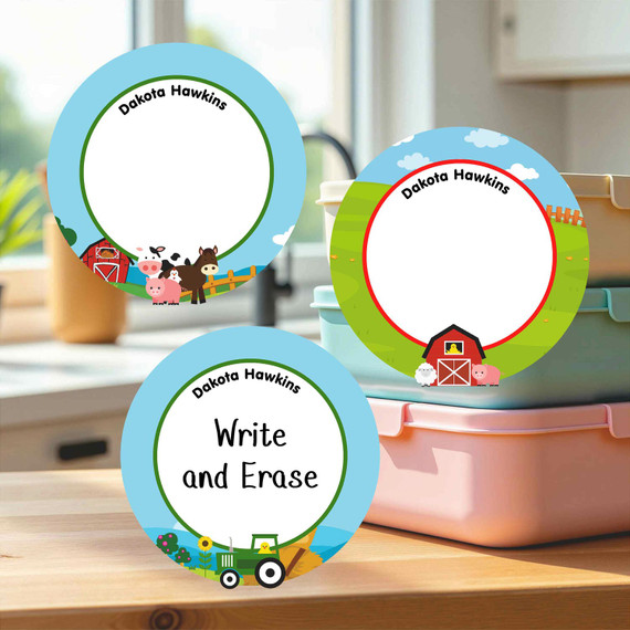 Durable large round write-on labels fairy design personalized name tags