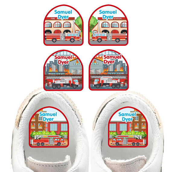 Fire Trucks personalized shoe labels kids name design Fire Trucks personalized shoe labels kids name design