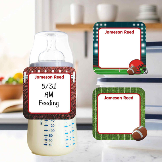 Football small square write-on labels — reusable waterproof daycare