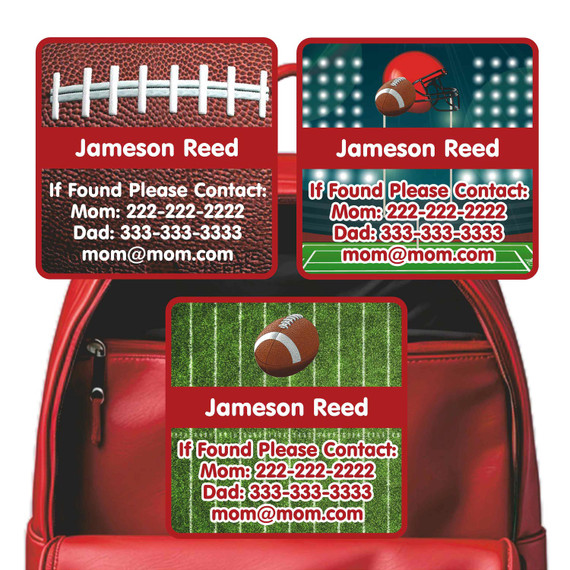 Football emergency contact tag with football field design Football emergency contact tag with football field design