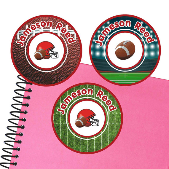 Football large round labels — waterproof name stickers for kids