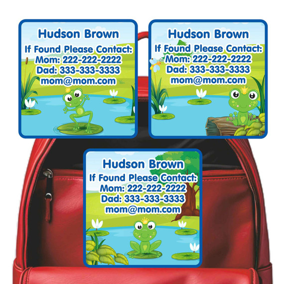 Frogs emergency contact stickers with pond and lily pad Frogs emergency contact stickers with pond and lily pad