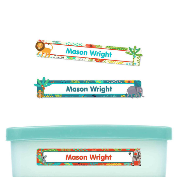 Jungle Animals Waterproof Name Labels