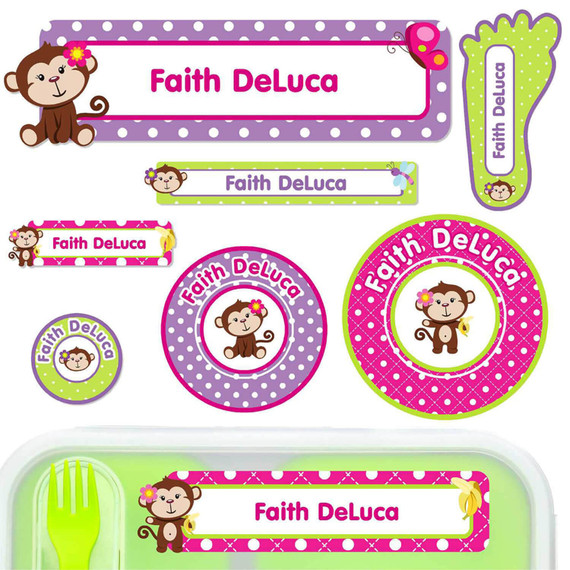 Monkey Girl Labels for Daycare