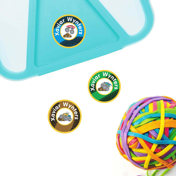 Durable round labels for kids' water bottles