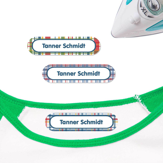 Fun Perfectly Plaid daycare labels for identifying kids' clothing and school gear.
