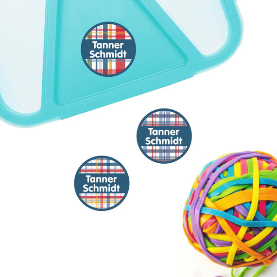 Round labels for kids' lunch boxes and gear