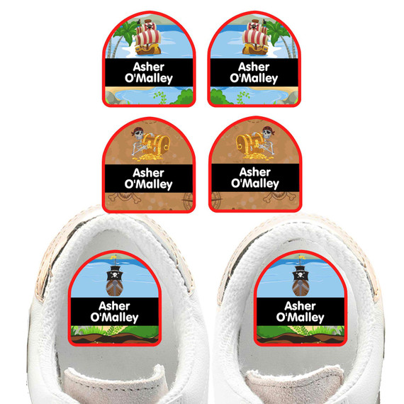 Pirates shoe name labels — personalized waterproof labels for shoes