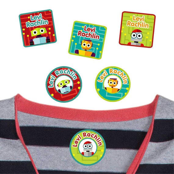 Little Robots peel and stick clothing labels — clothing stickers for kids made to order