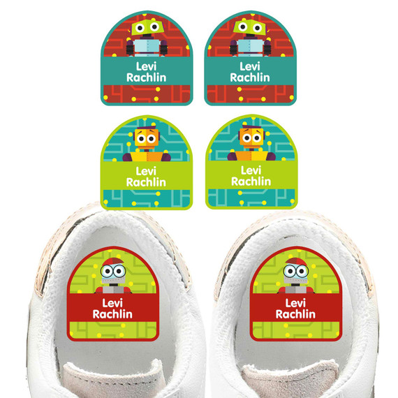 Little Robots shoe name labels — personalized waterproof labels for shoes