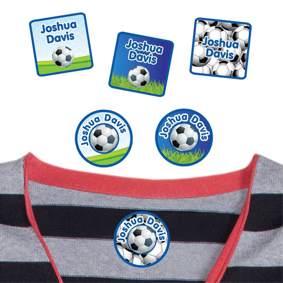 Goal! Soccer peel and stick clothing labels for kids — clothing stickers made to order