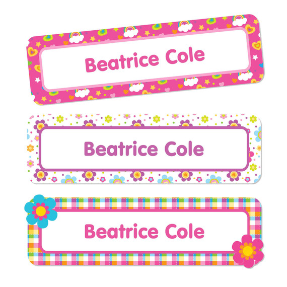 Flowers And Rainbows Oversize Rectangle Labels