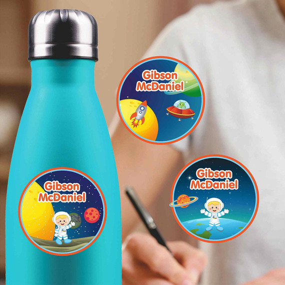 Durable circle labels personalized with names