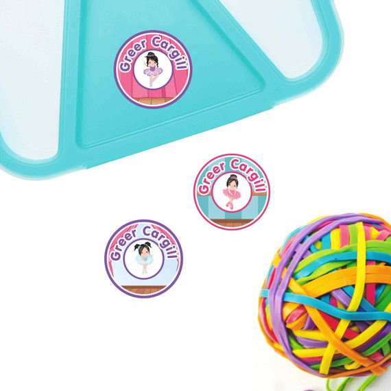 Ballet small round name labels — waterproof circle stickers for kids