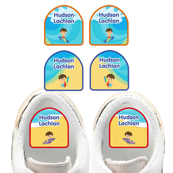 Beach (Boy/Girl) shoe name labels — personalized waterproof labels for shoes