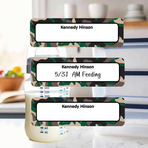 Camo small rectangle write-on labels — reusable waterproof