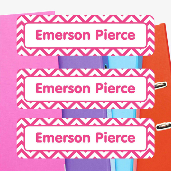 Chevron extra large waterproof name labels — name stickers for water bottles and school gear