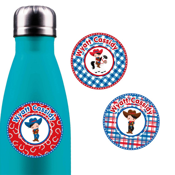 Cowboy Cowgirl Round Labels for School