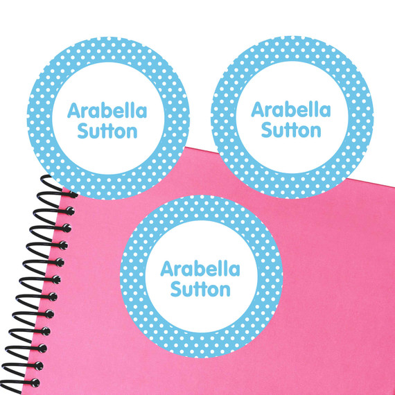 Dots large round labels — waterproof name stickers for kids