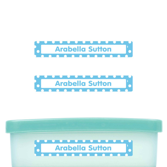Dots slim name stickers — waterproof stickers for water bottles and small containers