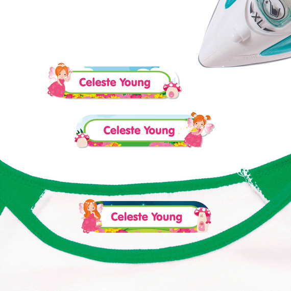 Fairies iron on nametags for clothes — personalized iron-on clothing labels for kids