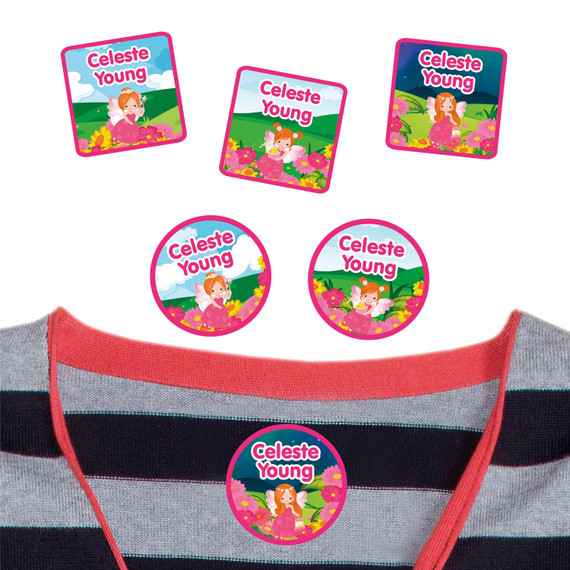 Fairies peel and stick clothing labels for kids — clothing stickers made to order